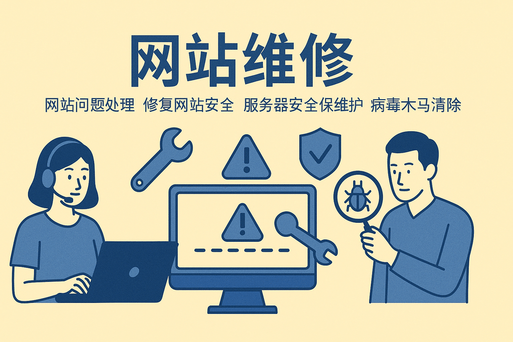網(wǎng)站維修網(wǎng)站問(wèn)題處理修復網(wǎng)站安全服務(wù)器安全維護病毒木馬清除
